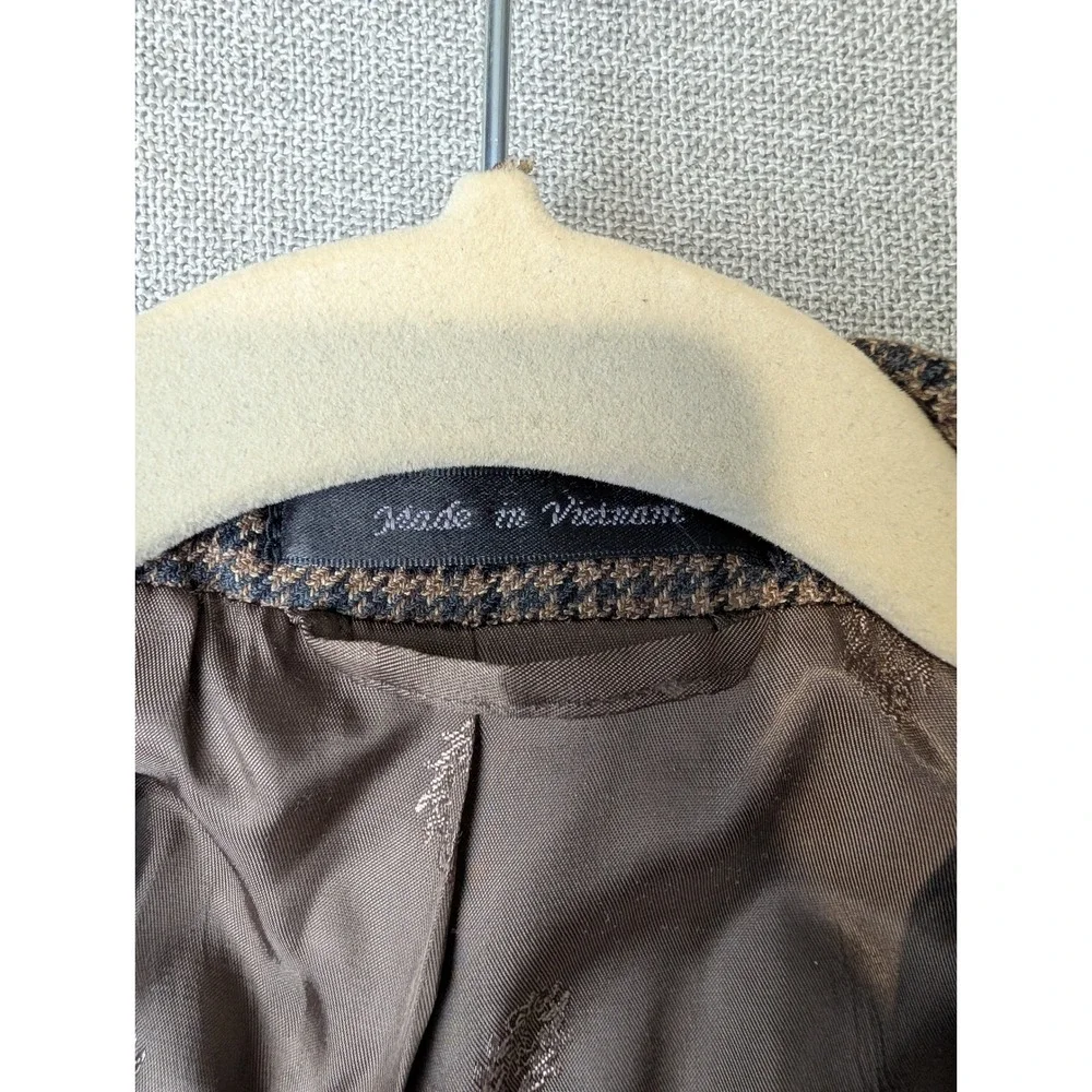 Lauren Ralph Lauren Mens Brown‎ Houndstooth Blazer Sport Coat Two Button Jacket